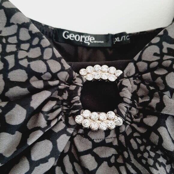 GEORGE Stretchy Fitted Babydoll Style Mini Dress Abstract Animal Print Sz XL - Picture 8 of 15